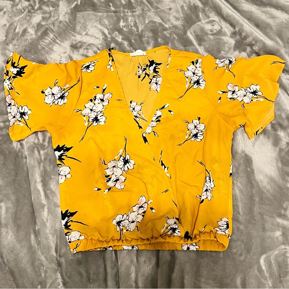 Yellow floral blouse